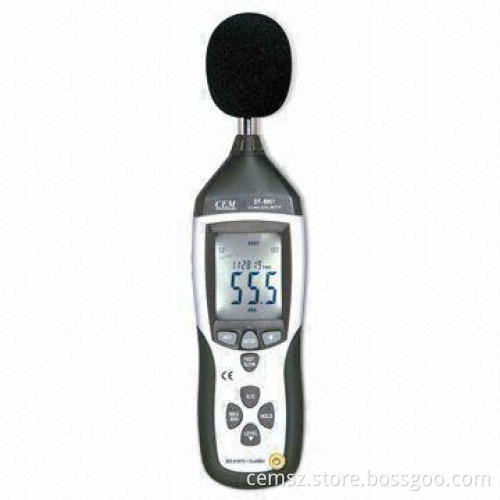Sound Level Meter with Adjustable Alarm Levels and Dynamic Range of 50dB